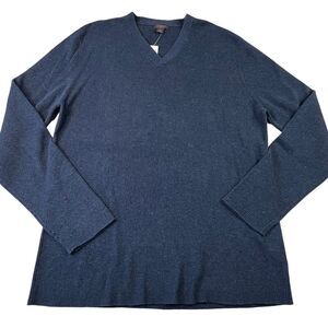 Express Mens V Neck Sweater Size XL Navy Blue 100% Cotton Knit Preppy Career NWT